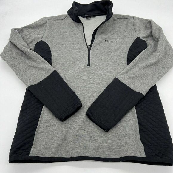 Marmot Womens 1/4 Zip Long Sleeve Black Gray Pullover Soft Shell Fleece Lined M - Picture 1 of 5